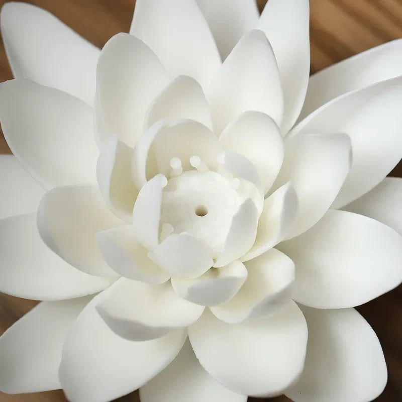 Ceramic White Lotus Incense Burner – Elegant Home & Meditation Décor