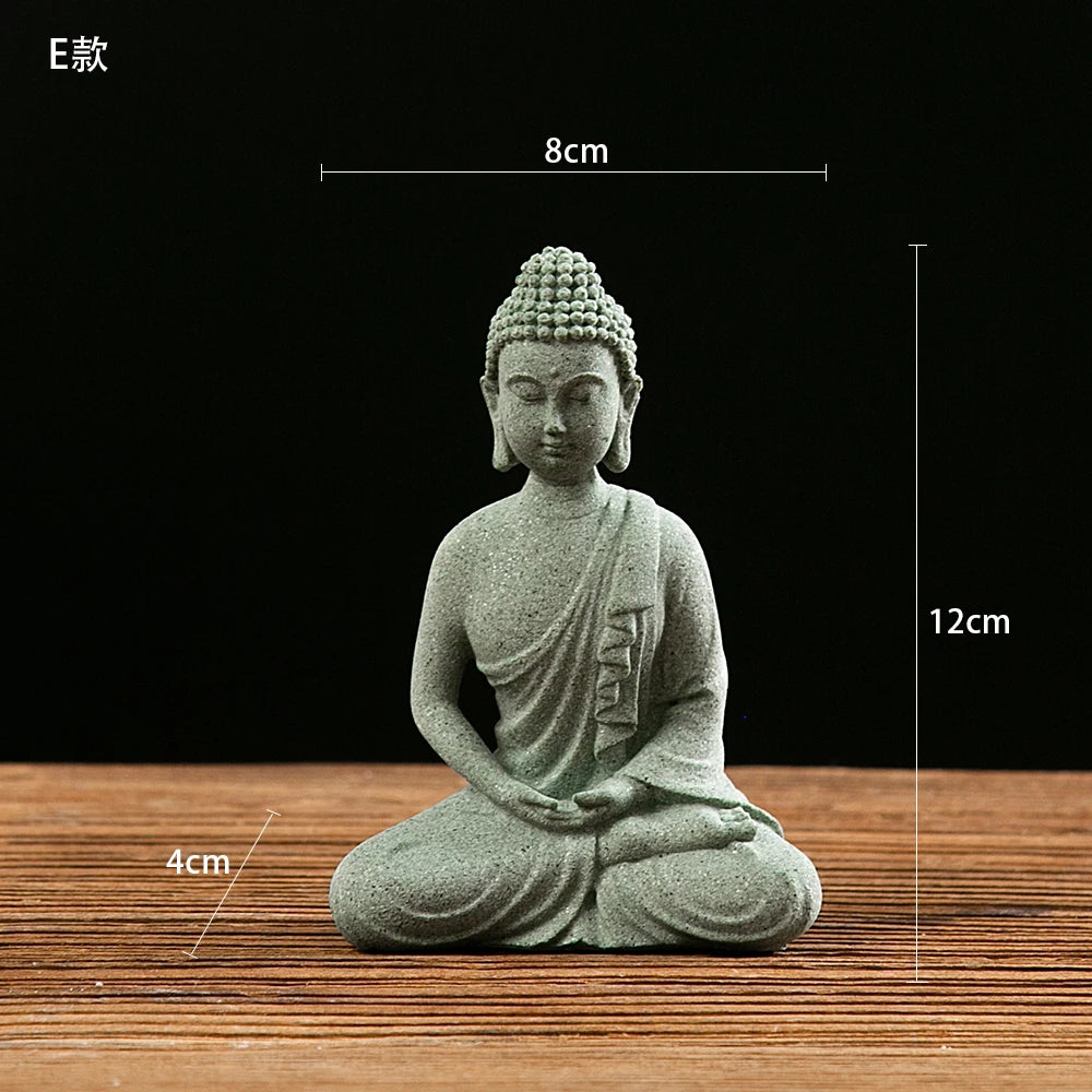 Small Zen Buddha Statue – Mini Resin Stone Meditation Figurine