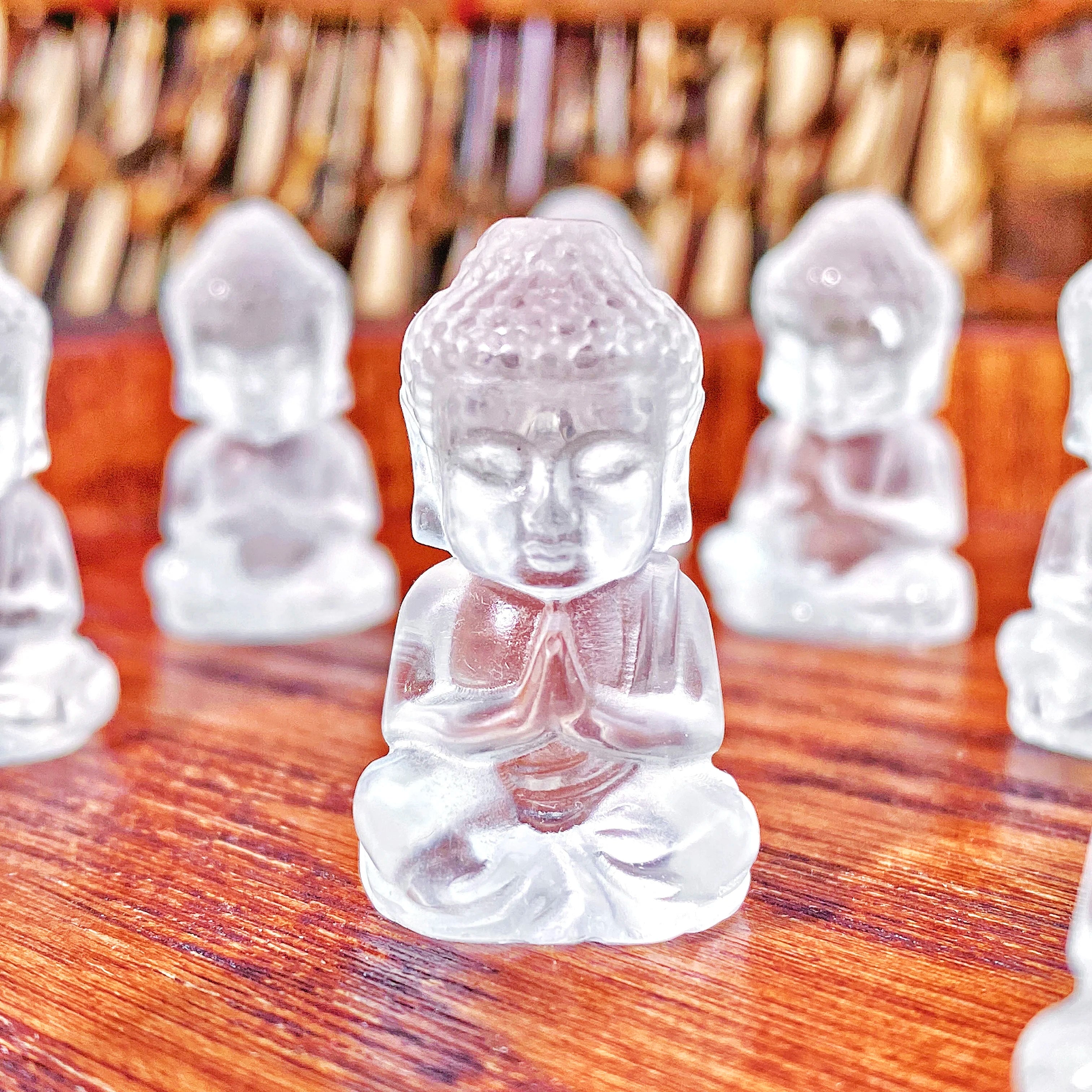 Mini Clear Quartz Buddha Figurine – Hand-Carved Healing Crystal