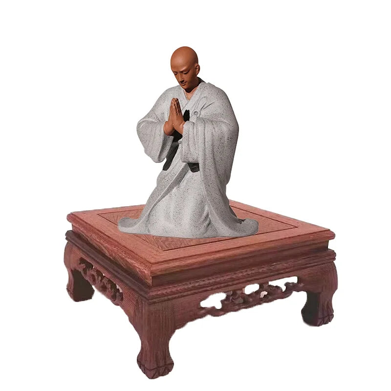Handmade Ceramic Little Monk Blessing Statue