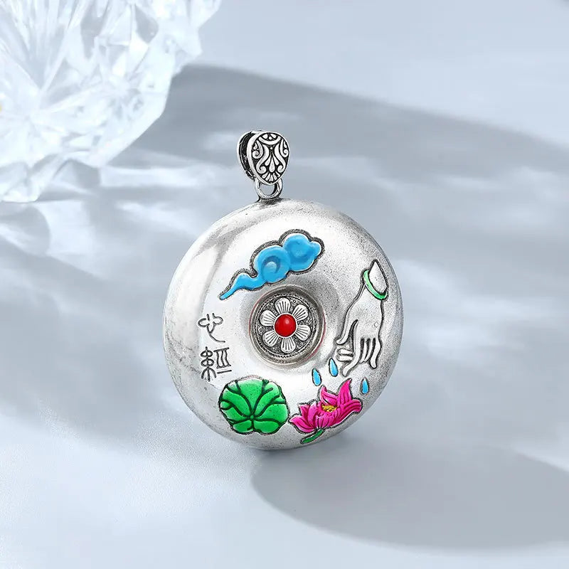 Lotus & Buddha’s-Hand Heart Sutra Blessing Necklace – Circle of Peace & Protection