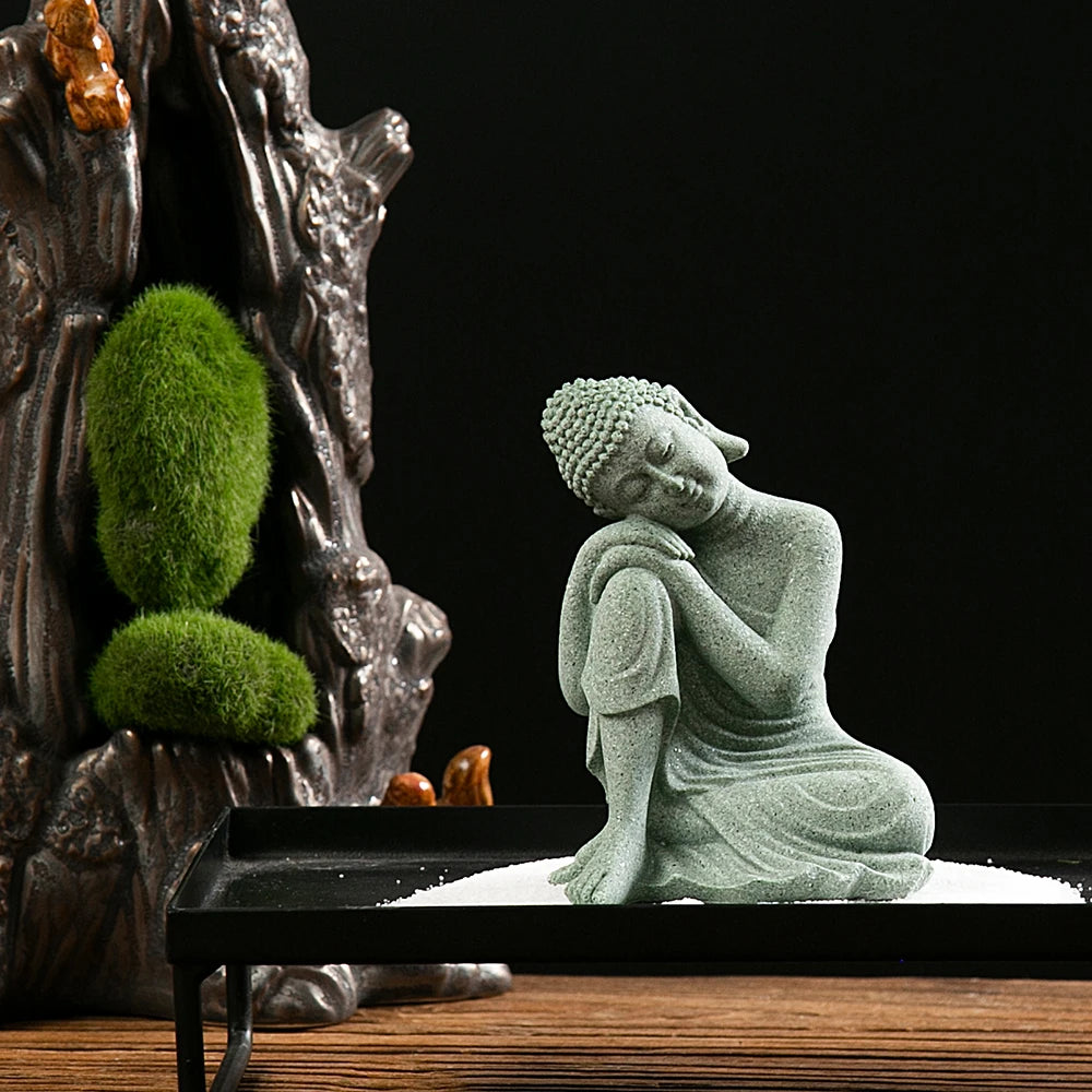 Small Zen Buddha Statue – Mini Resin Stone Meditation Figurine