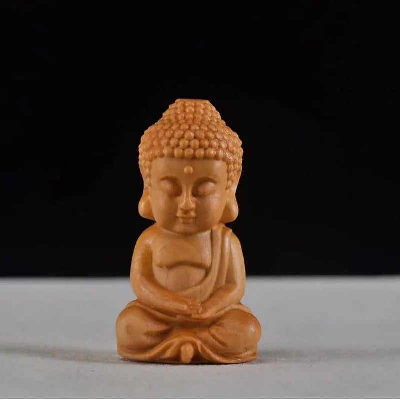 wood carving Little Tathagata sculptures Figurines wooden buddha statue the  Cute Home Room Office Wealth Luck Feng Shui Decor