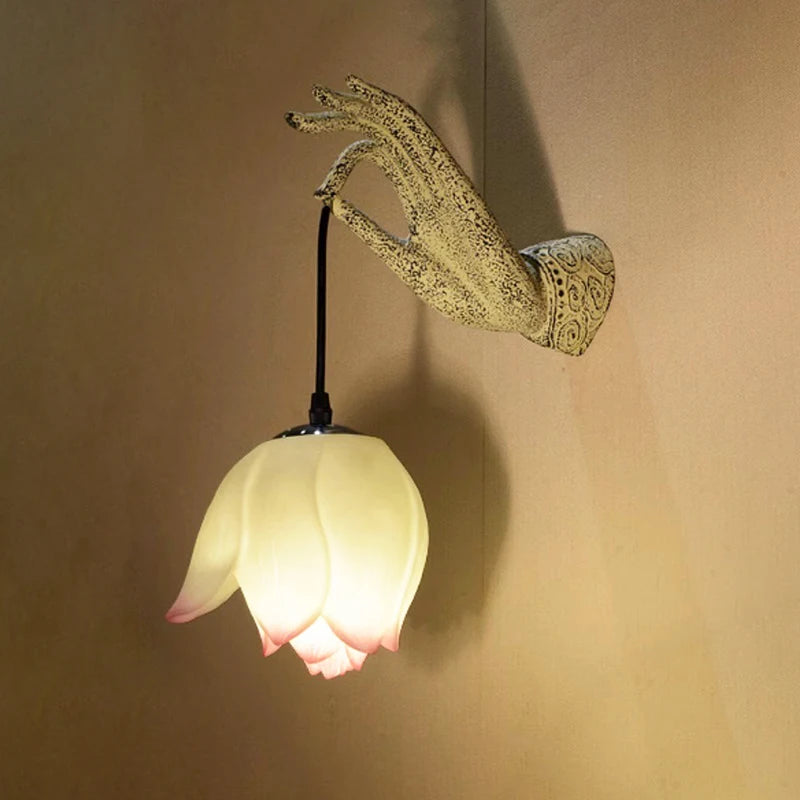 Lotus Buddha Hand Wall Lamp – Zen Inspired Decorative Lighting (Right or Left Hand)