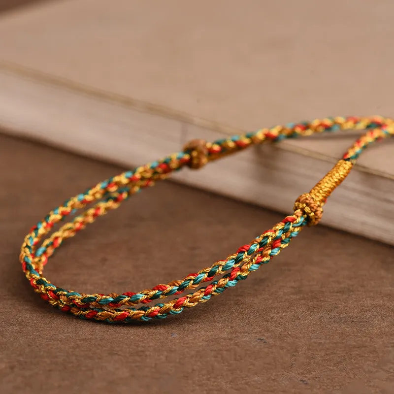Tibetan-Style Hand-Woven Necklace – Beeswax Amulet & Thangka Pendant Rope