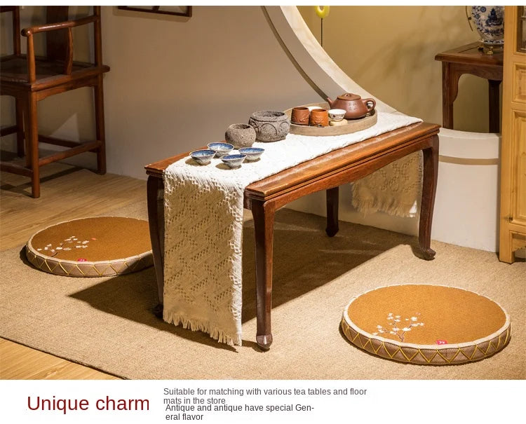 Japanese-Style Futon Meditation Cushion – Thick Round Tatami Floor Mat for Meditation, Tea Ceremony & Home Décor