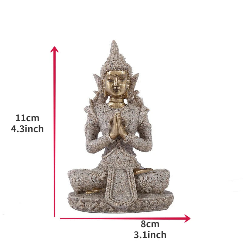 Mini Sandstone Buddha Statue – White, Black, or Gold (11 cm)
