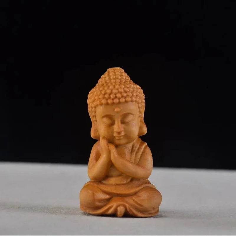wood carving Little Tathagata sculptures Figurines wooden buddha statue the  Cute Home Room Office Wealth Luck Feng Shui Decor
