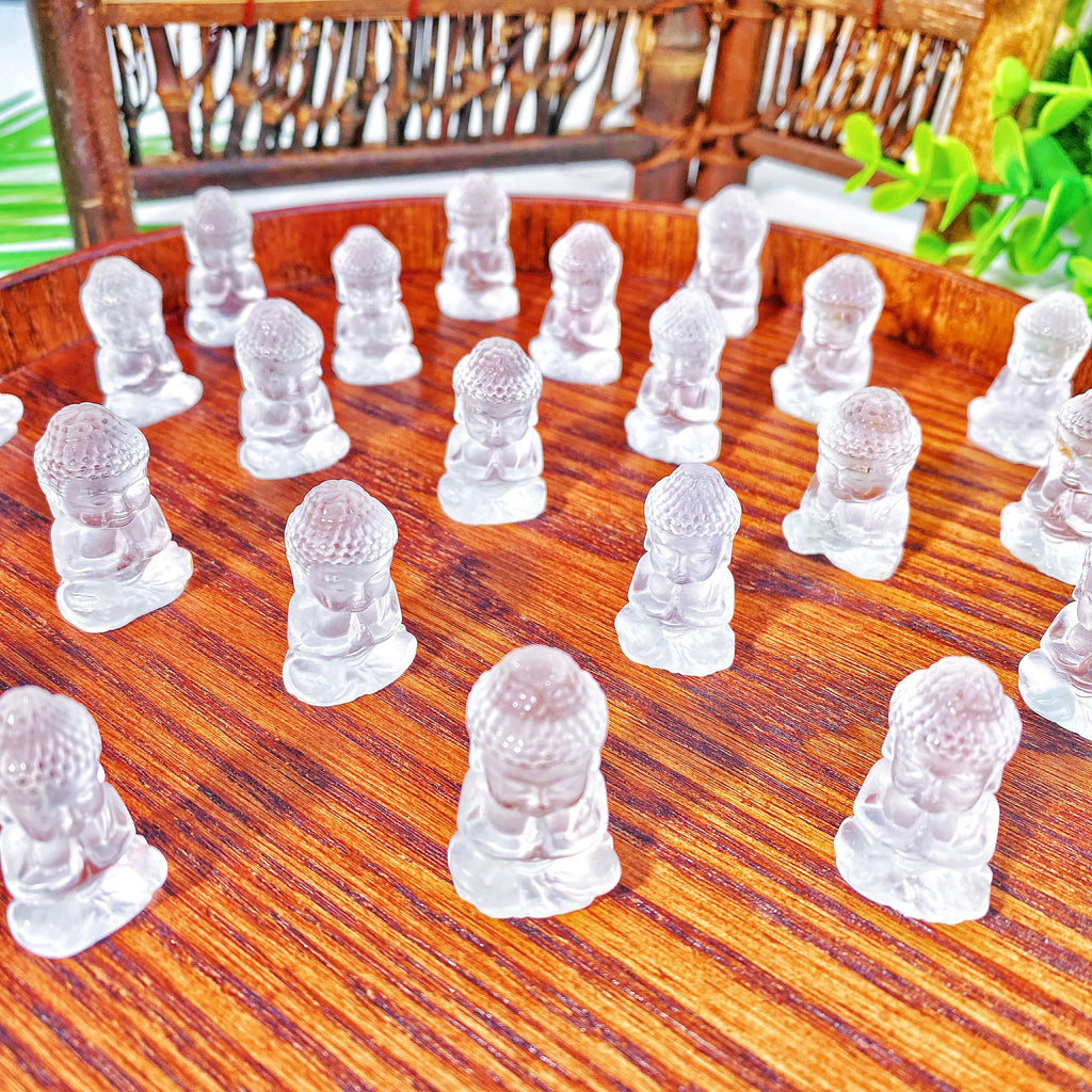 Mini Clear Quartz Buddha Figurine – Hand-Carved Healing Crystal