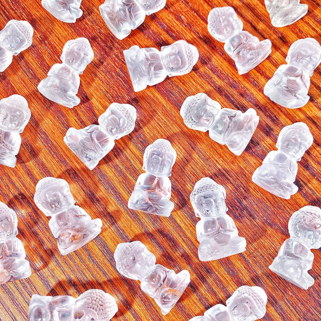 Mini Clear Quartz Buddha Figurine – Hand-Carved Healing Crystal