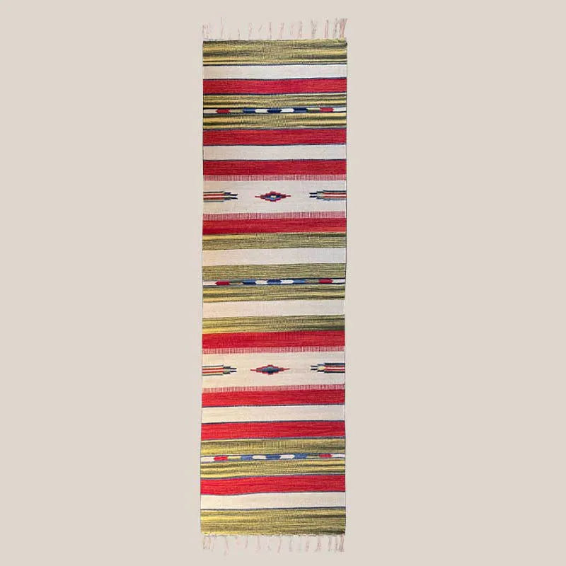 Handwoven Cotton Yoga & Meditation Mat – Extra-Long Foldable Geometric Pattern Rug