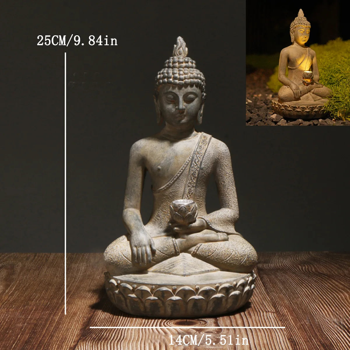 Resin Buddha Statue – Meditative Zen Décor for Home & Garden