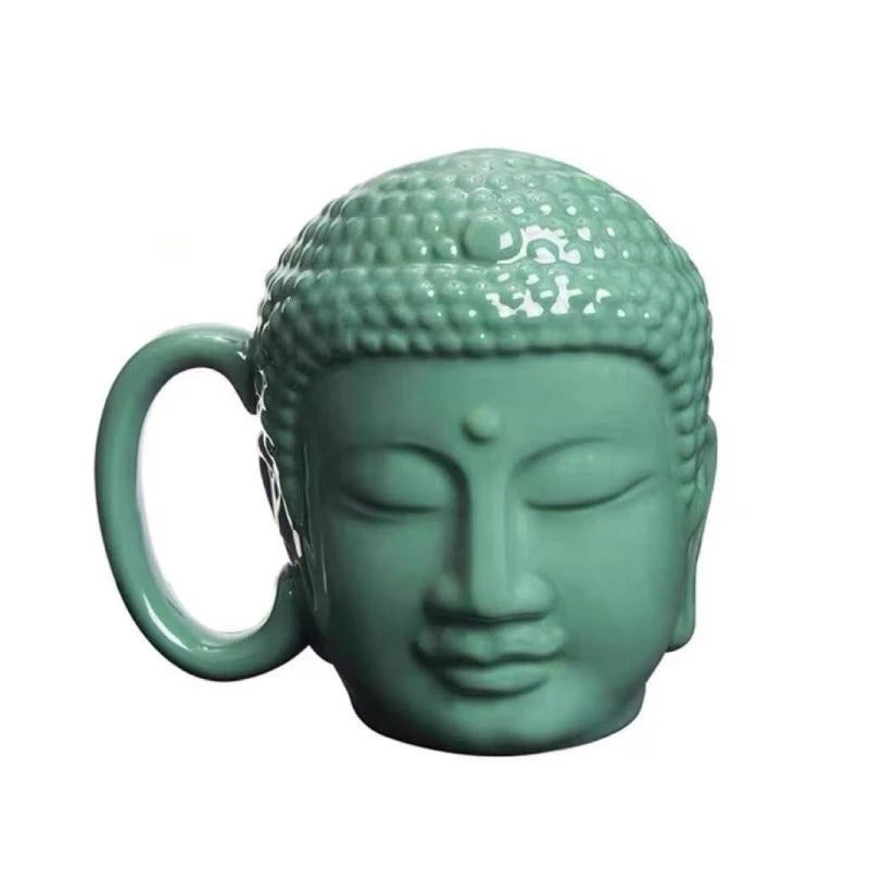 Buddha Head Mug - Ceramic Tea Cup | Mindful Meditation Coffee Mug | Spiritual Gift for Yogis, 500ML