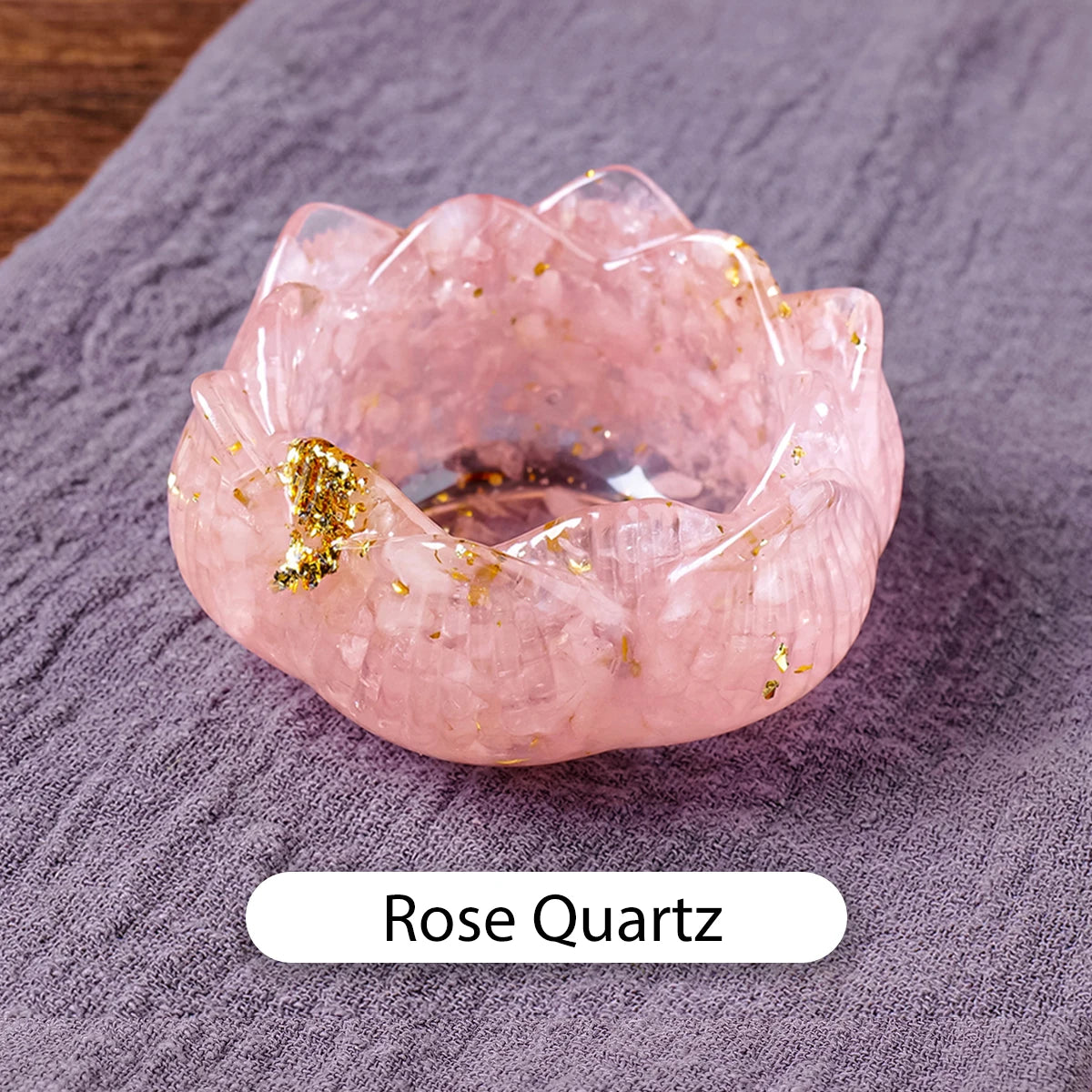Natural Crystal Lotus Flower Base – Gemstone Candle or Sphere Holder