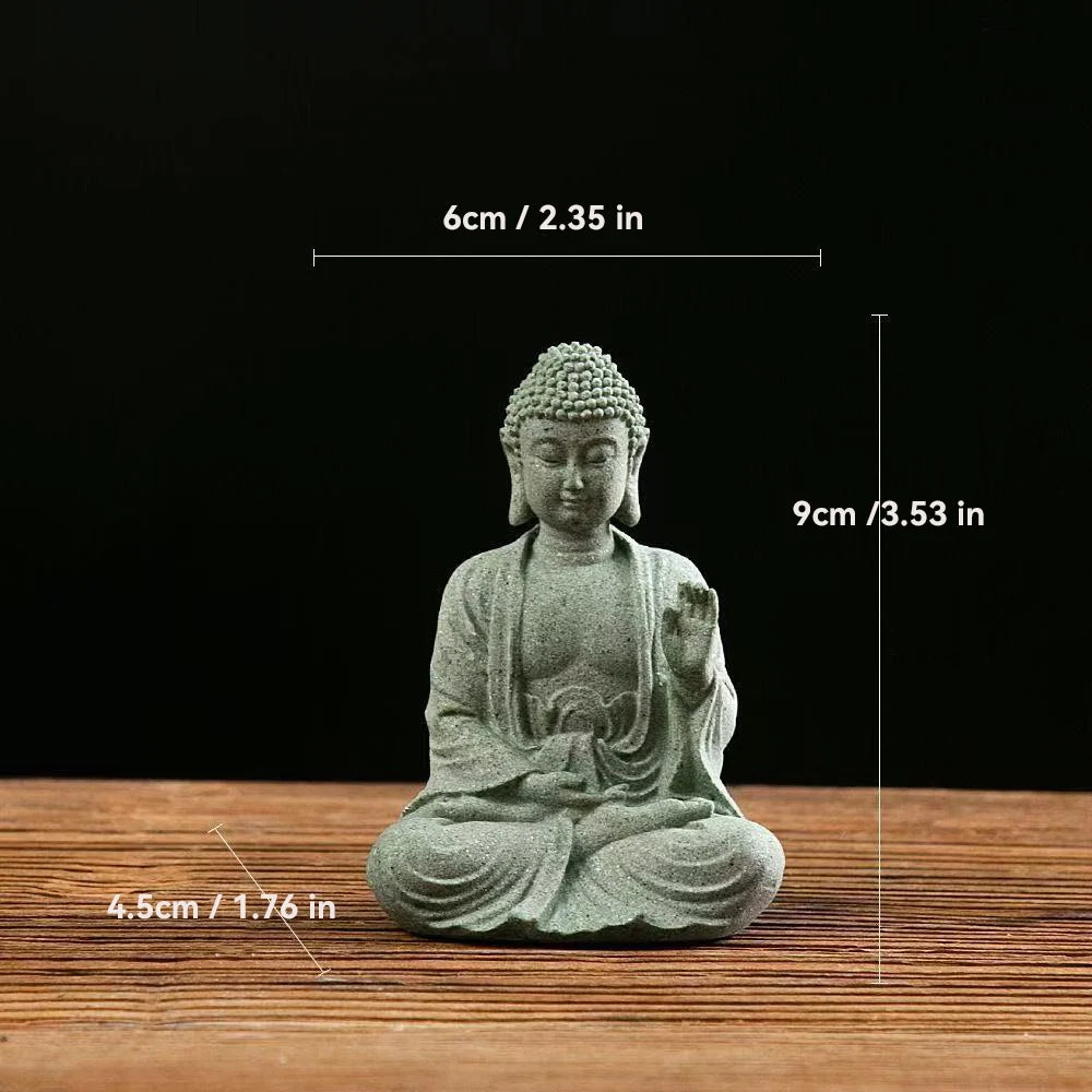 Thailand Buddha Garden Statue  Fish Tank Decoration Buddhism Figurine Desk Tablescape Decor Home Zen Statue Green Sabdstone