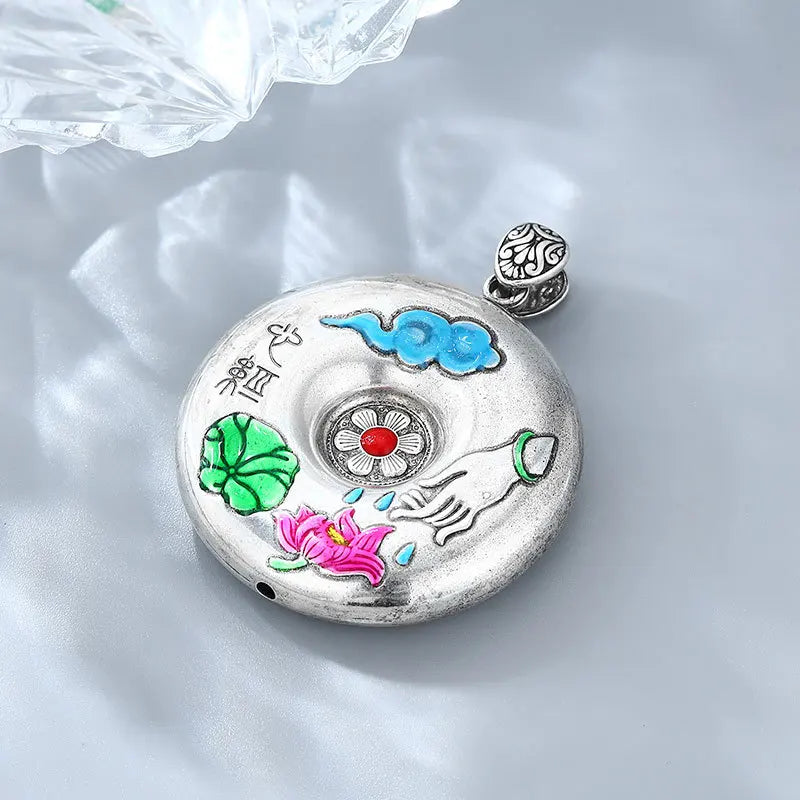Lotus & Buddha’s-Hand Heart Sutra Blessing Necklace – Circle of Peace & Protection