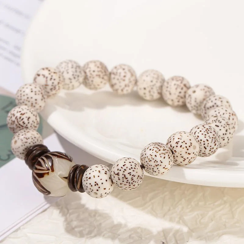 Natural Star Moon Bodhi Bracelet – Hand-Carved Lotus Beads | Meditation &amp; Spiritual Energy Jewelry