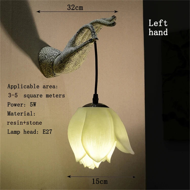 Lotus Buddha Hand Wall Lamp – Zen Inspired Decorative Lighting (Right or Left Hand)