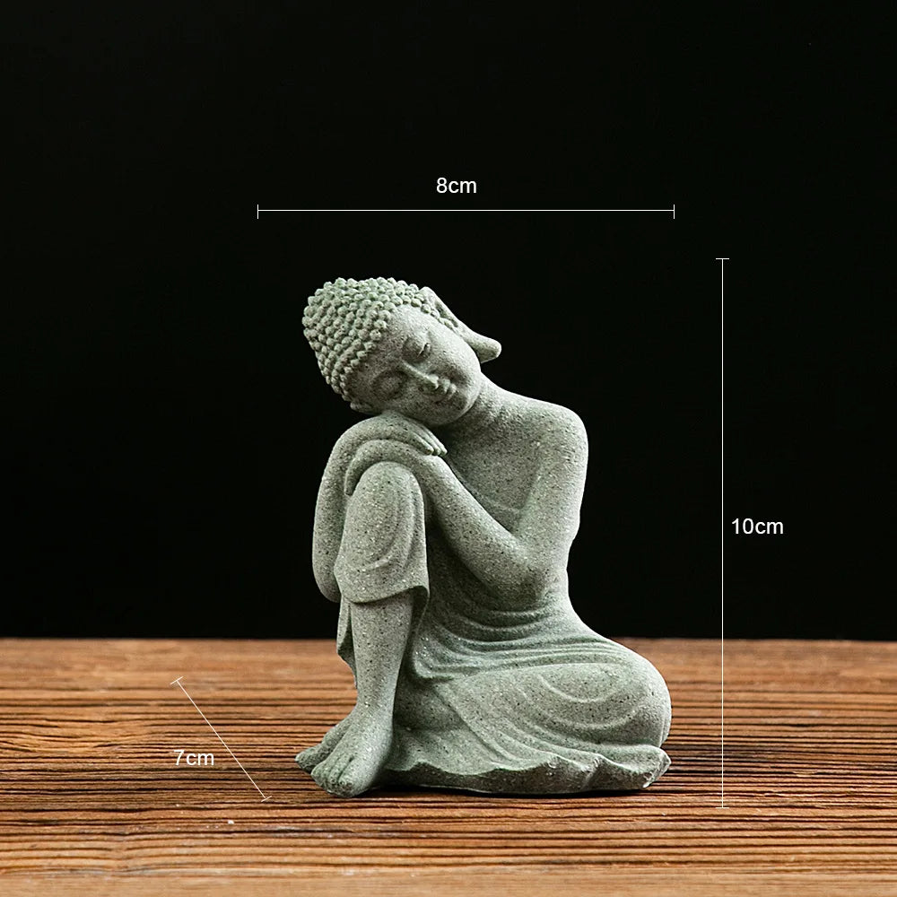 Small Zen Buddha Statue – Mini Resin Stone Meditation Figurine