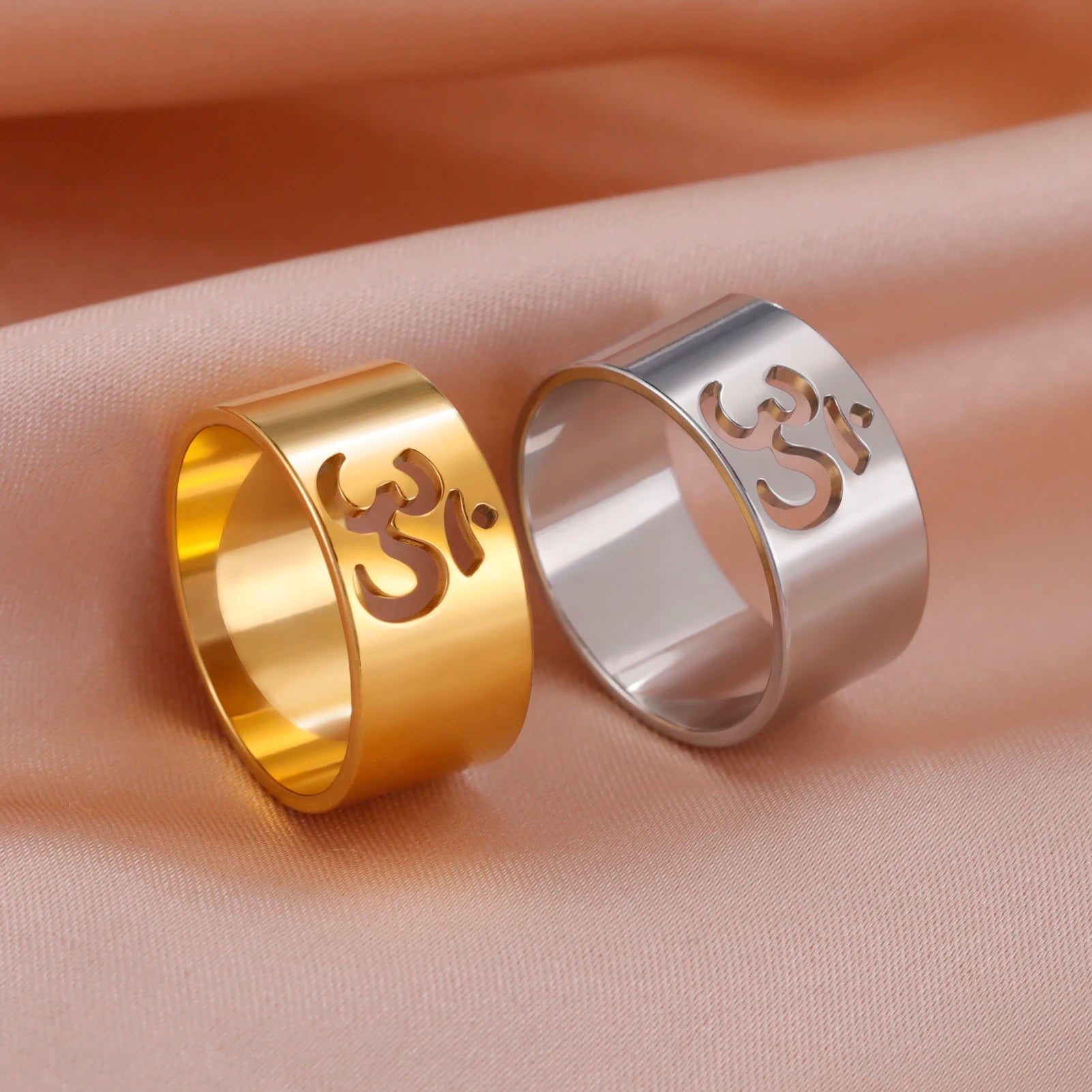 Stainless Steel Om Ring – Spiritual Yoga & Meditation Jewelry (US Sizes 7–10)