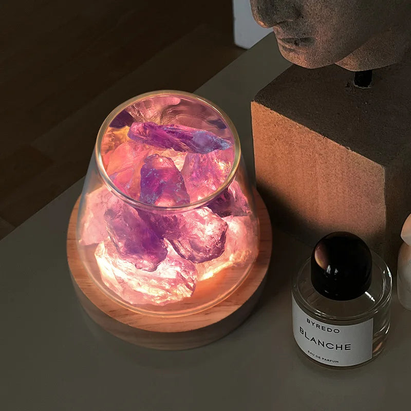 Natural Himalayan Salt Crystal Lamp with Essential Oil Diffuser – USB Rechargeable Air Purifier & Night Light