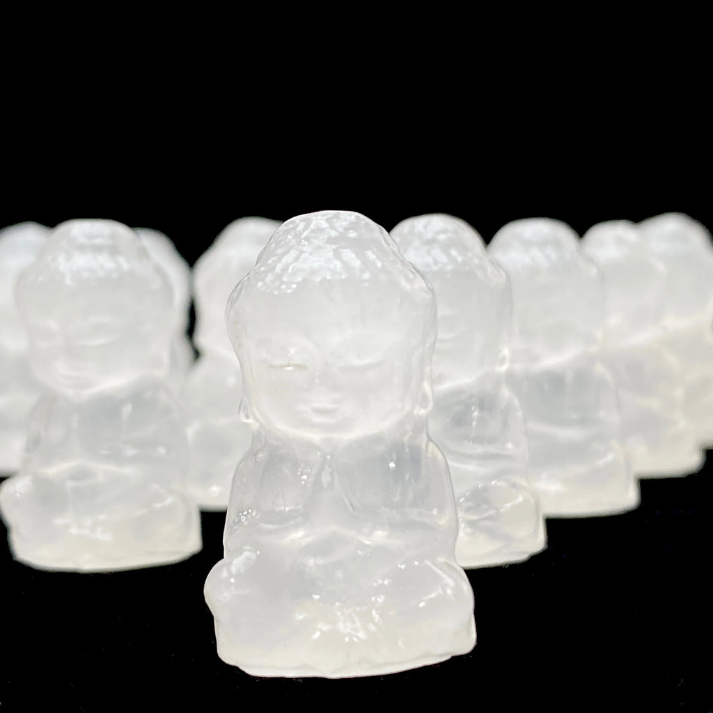 Mini Clear Quartz Buddha Figurine – Hand-Carved Healing Crystal