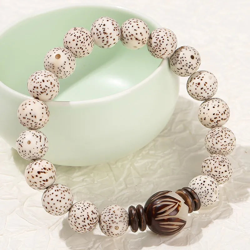 Natural Star Moon Bodhi Bracelet – Hand-Carved Lotus Beads | Meditation &amp; Spiritual Energy Jewelry