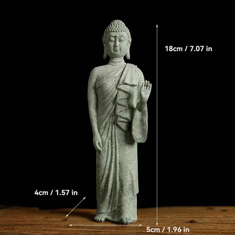 Thailand Buddha Garden Statue  Fish Tank Decoration Buddhism Figurine Desk Tablescape Decor Home Zen Statue Green Sabdstone