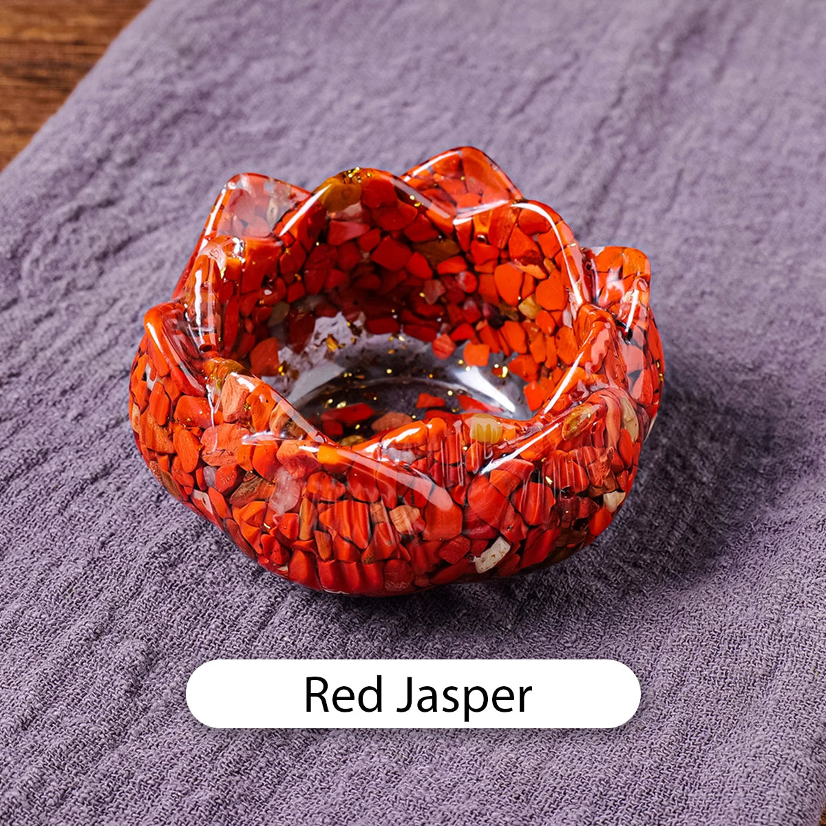 Natural Crystal Lotus Flower Base – Gemstone Candle or Sphere Holder