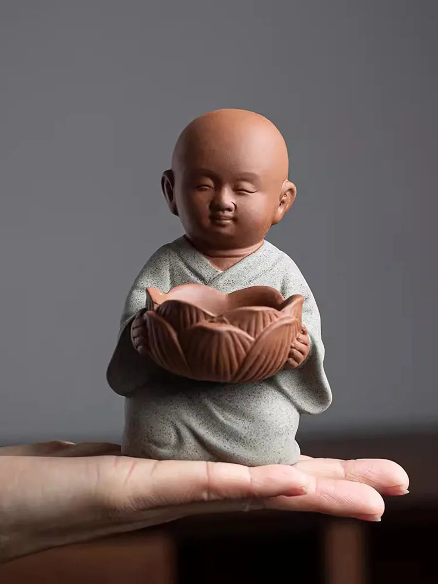 Ceramic Zen Little Monk Tealight Holder – Peaceful Meditation Candle Decor