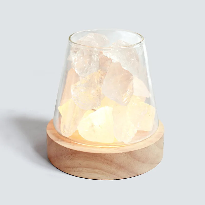Natural Himalayan Salt Crystal Lamp with Essential Oil Diffuser – USB Rechargeable Air Purifier & Night Light