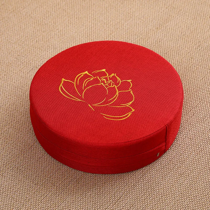 Round Linen Meditation Cushion – 40 cm Yoga & Floor Pillow