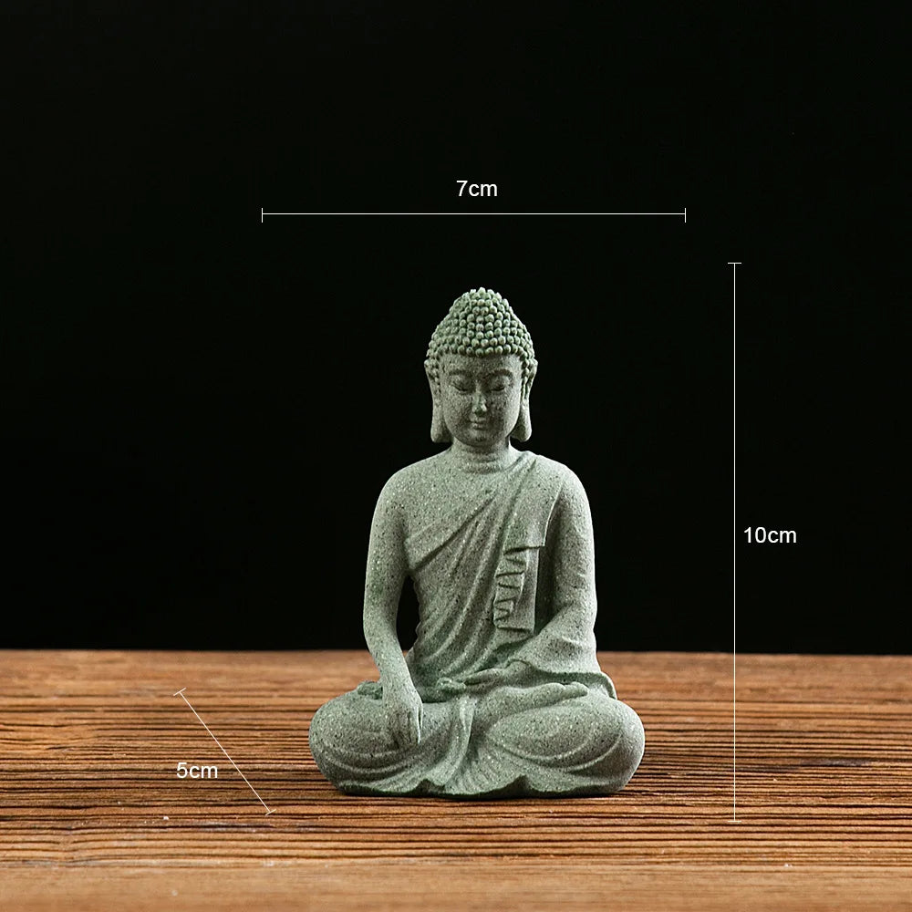Small Zen Buddha Statue – Mini Resin Stone Meditation Figurine