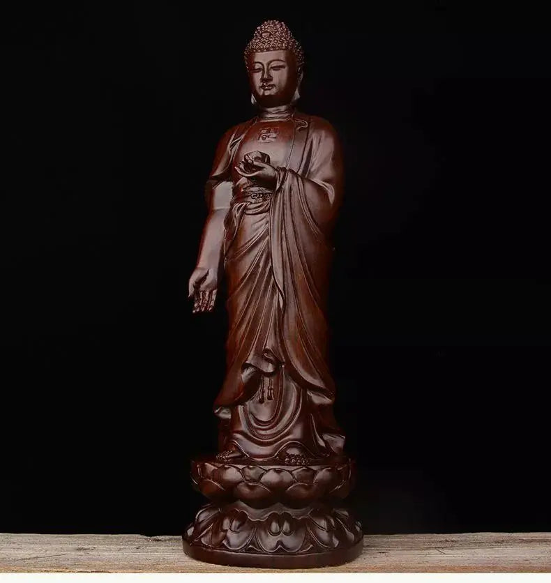Handmade Rosewood Standing Buddha Statue