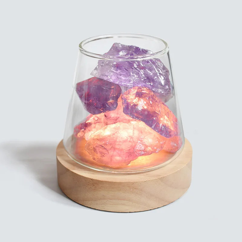 Natural Himalayan Salt Crystal Lamp with Essential Oil Diffuser – USB Rechargeable Air Purifier & Night Light