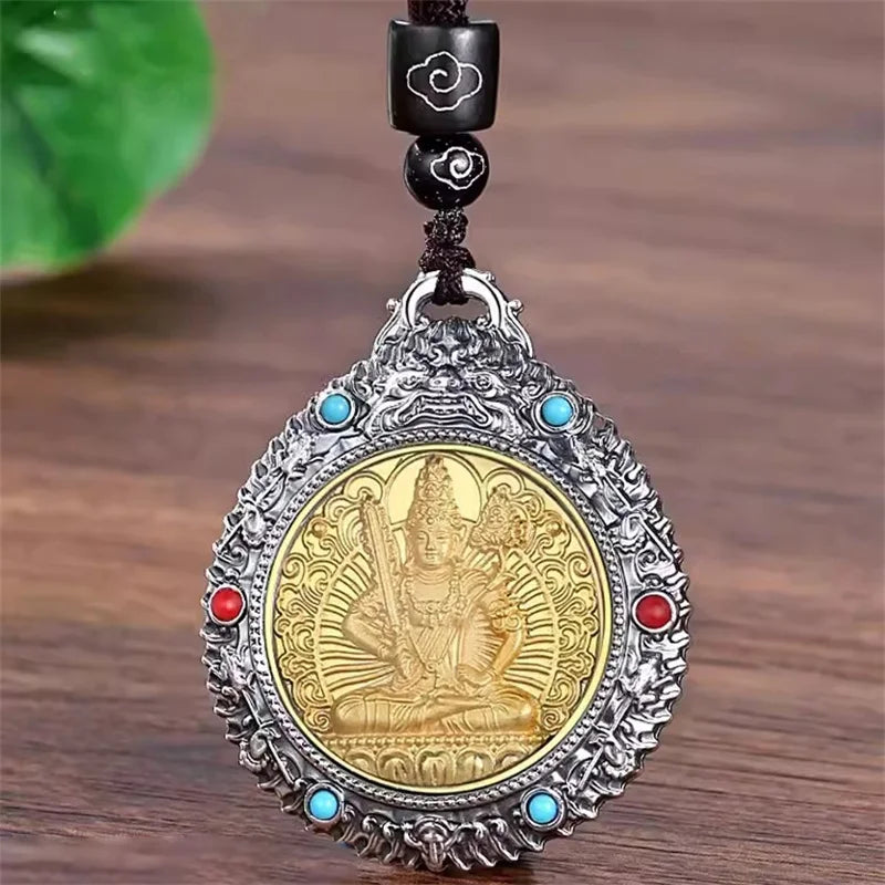 Avalokitesvara & Amitabha Guardian Amulet – Double-Sided Blessing Pendant Necklace