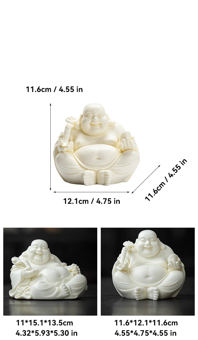 Ceramics Maitreya Buddha LAUGHING BUDDHA sculptures Figurines Luxury Home Living Room Office  Wealth Luck Feng Shui Decor