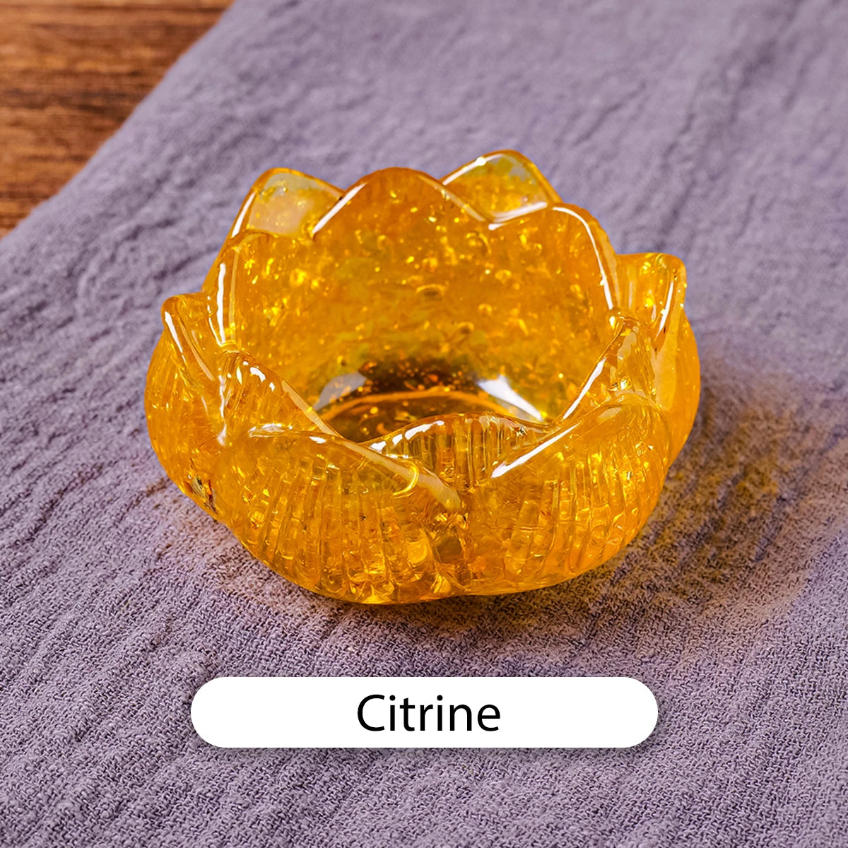 Natural Crystal Lotus Flower Base – Gemstone Candle or Sphere Holder