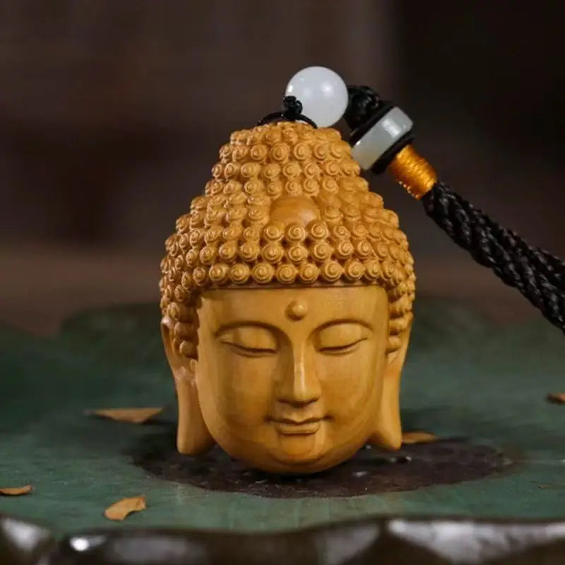 Redwood carving Buddha statue head sculptures and Figurines ，Chinese characteristic lucky pendan，Home and car decorations