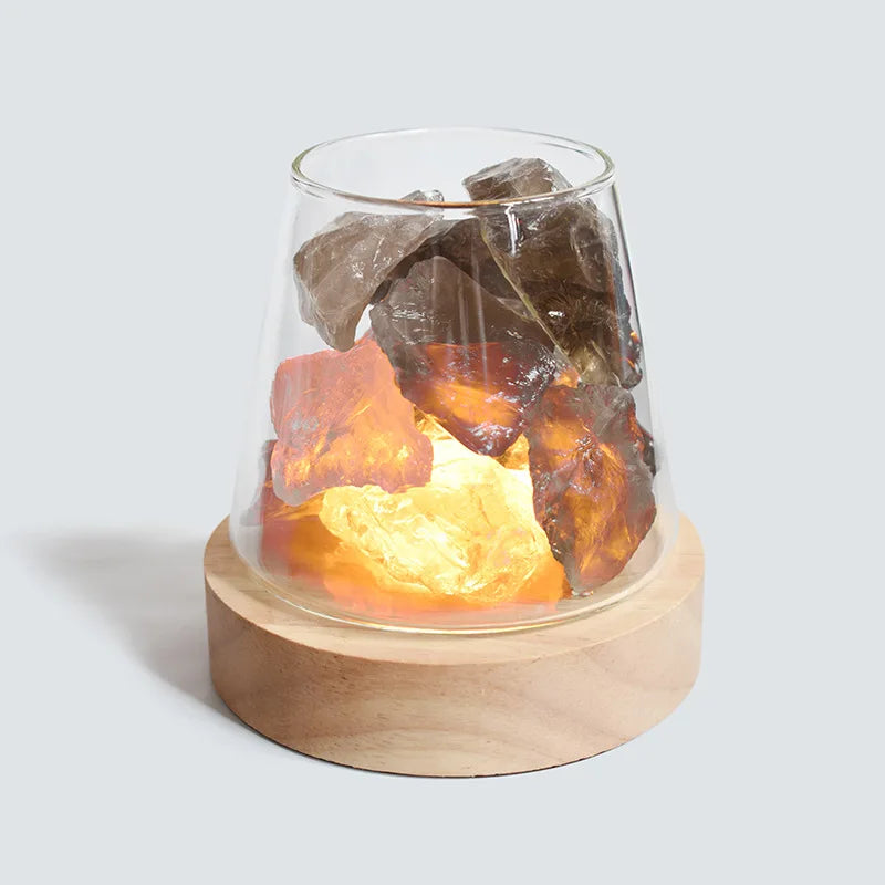 Natural Himalayan Salt Crystal Lamp with Essential Oil Diffuser – USB Rechargeable Air Purifier & Night Light