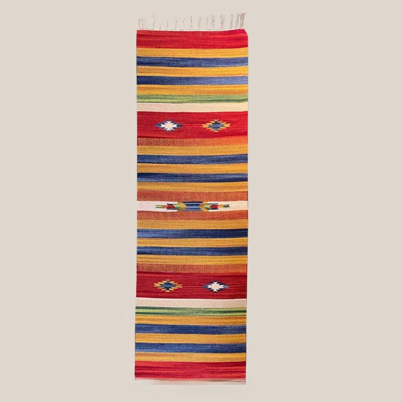 Handwoven Cotton Yoga & Meditation Mat – Extra-Long Foldable Geometric Pattern Rug