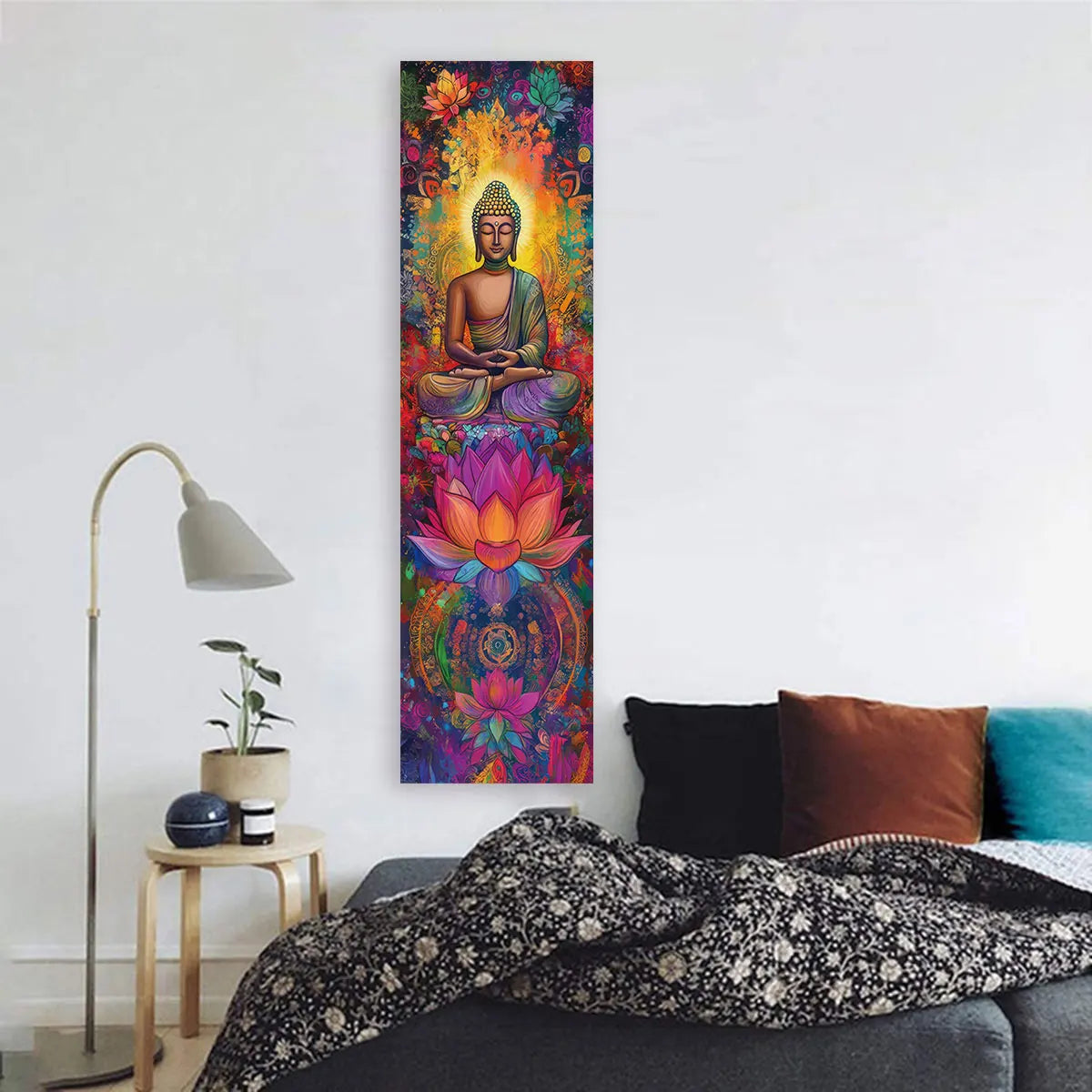 Colorful Buddha & Lotus Mandala Wall Tapestry