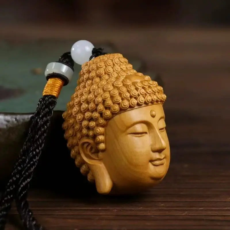 Redwood carving Buddha statue head sculptures and Figurines ，Chinese characteristic lucky pendan，Home and car decorations