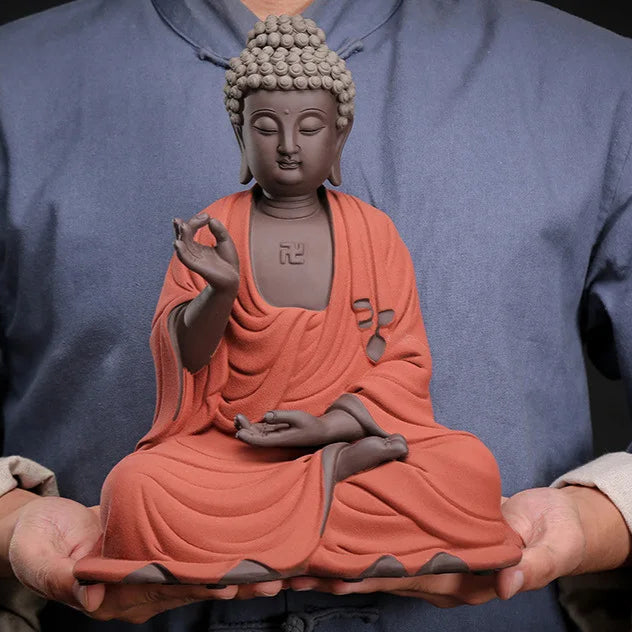 Sakyamuni Pure Clay Porcelain Buddha Statue – Handcrafted Zen Home Decor