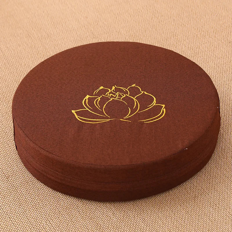 Round Linen Meditation Cushion – 40 cm Yoga & Floor Pillow