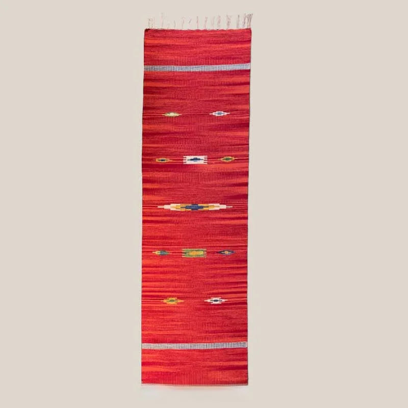 Handwoven Cotton Yoga & Meditation Mat – Extra-Long Foldable Geometric Pattern Rug