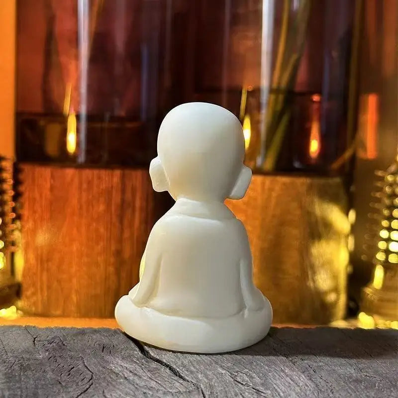 Zen Young Monk Decorative Figurines Buddhist Figure Sculpture Cute Home Room Office Garden Decoration Ornaments