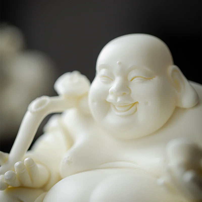 Ceramics Maitreya Buddha LAUGHING BUDDHA sculptures Figurines Luxury Home Living Room Office  Wealth Luck Feng Shui Decor