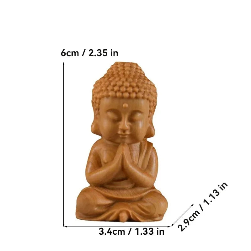 wood carving Little Tathagata sculptures Figurines wooden buddha statue the  Cute Home Room Office Wealth Luck Feng Shui Decor