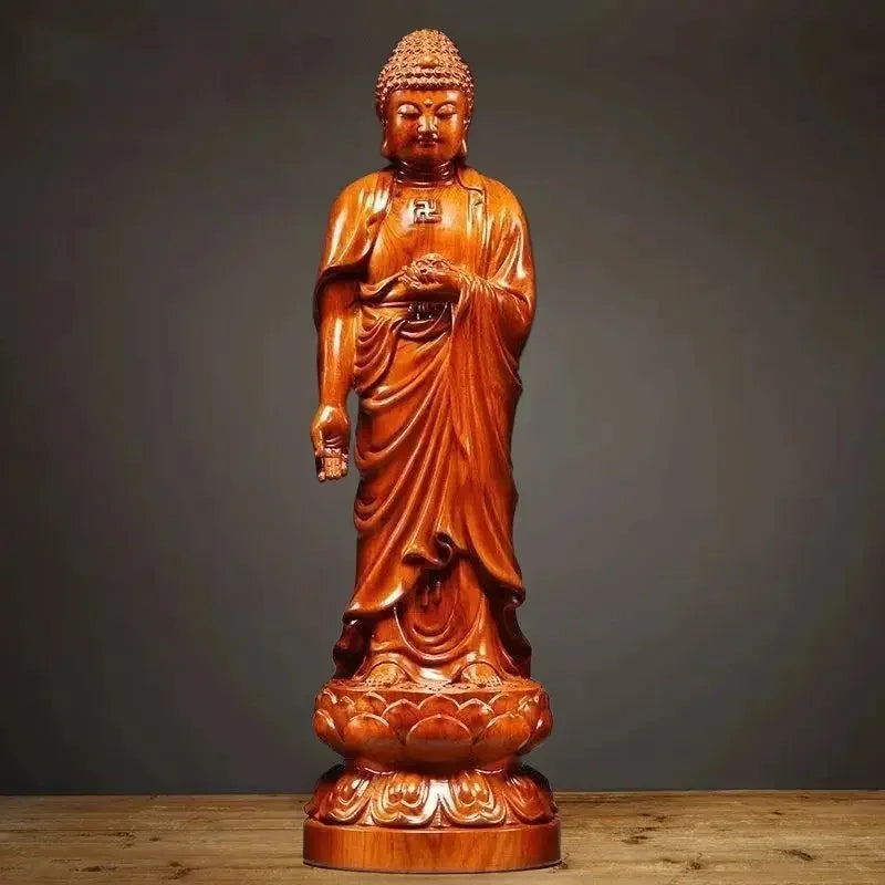 Handmade Rosewood Standing Buddha Statue